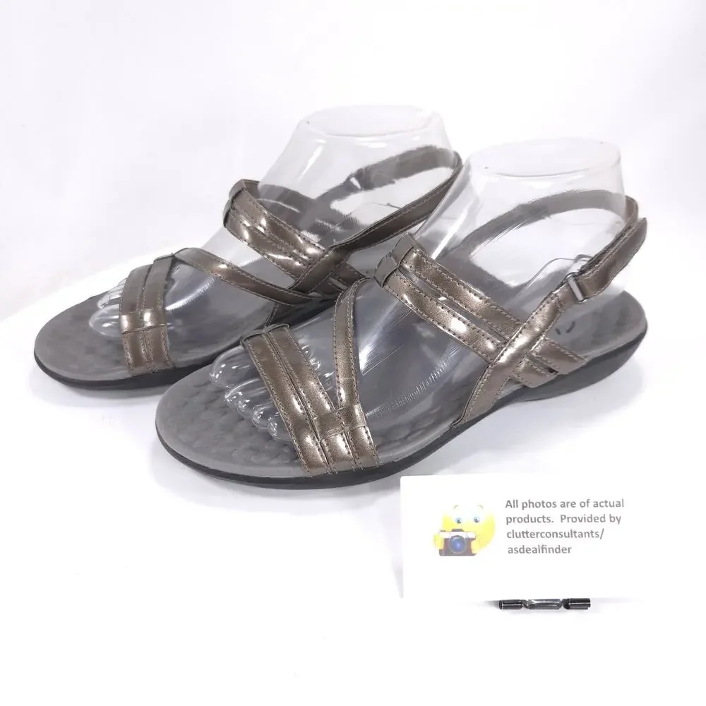Clarks Open Toe Casual Strappy Heel Sandal Womens Size 7 68522 Bronze